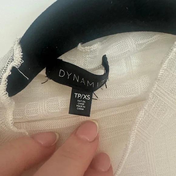 Dynamite Cream Sheer Ribbed Blouse - Picture 4 of 4